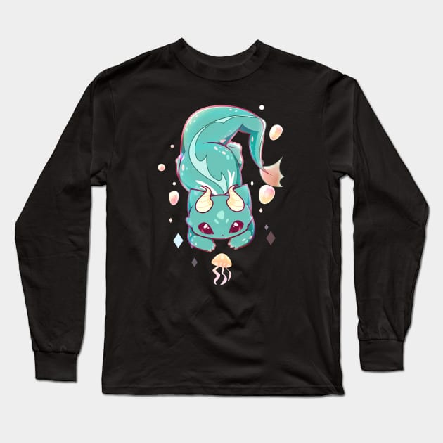 Water Dragon Cat Long Sleeve T-Shirt by Everything A Cat